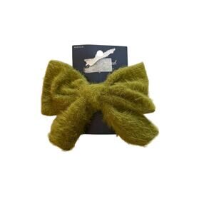 Universal Thread Fuzzy Bow Hair Barrette Hair Clip Green